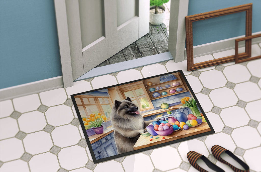 Decorating Easter Keeshond Doormat Indoor Outdoor 18H X 27W Front Door Mat Rugs for Entryway, Non Slip Washable