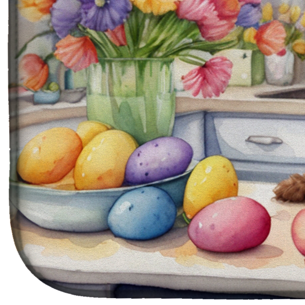 Decorating Easter Labradoodle Dish Drying Mat Absorbent Dish Drying Mat Pad for Kitchen Counter Dish Drainer Mat for Countertop, 14 x 21", Multicolor
