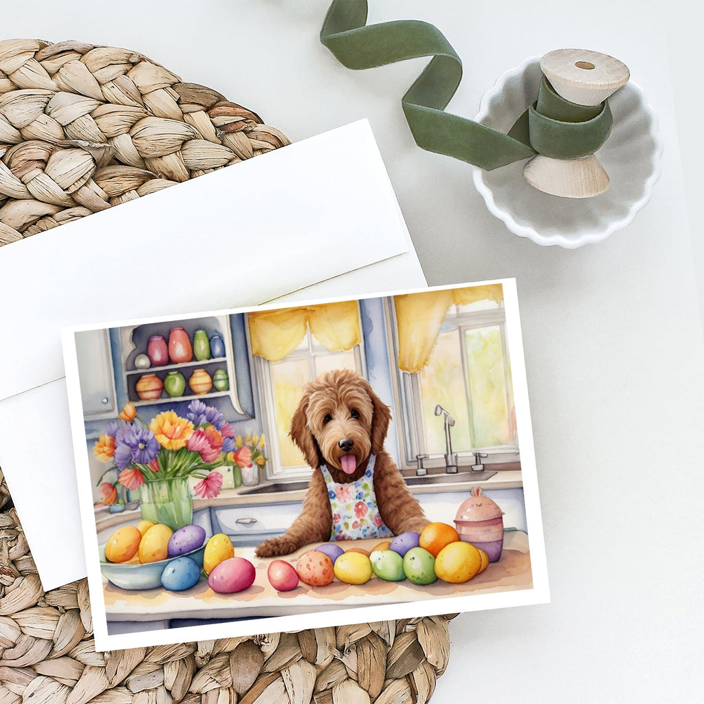 Decorating Easter Labradoodle Greeting Cards Pack of 8 Blank Cards with Envelopes Whimsical A7 Size 5x7