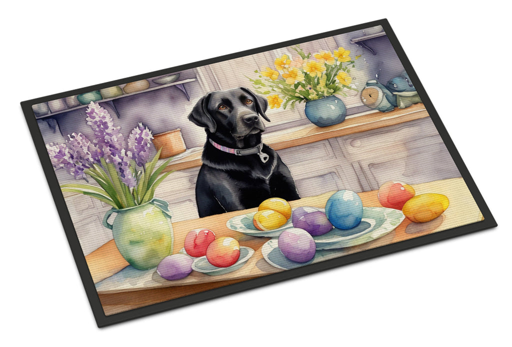 Decorating Easter Black Labrador Retriever Doormat Indoor Outdoor 24H X 36W Front Door Mat Rugs for Entryway, Non Slip Washable Low Pile,