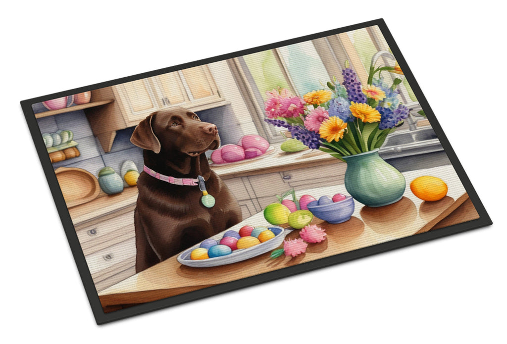 Decorating Easter Chocolate Labrador Retriever Doormat Indoor Outdoor 24H X 36W Front Door Mat Rugs for Entryway, Non Slip Washable Low Pile,