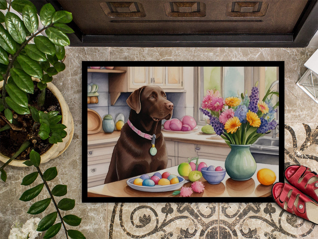 Decorating Easter Chocolate Labrador Retriever Doormat Indoor Outdoor 24H X 36W Front Door Mat Rugs for Entryway, Non Slip Washable Low Pile,