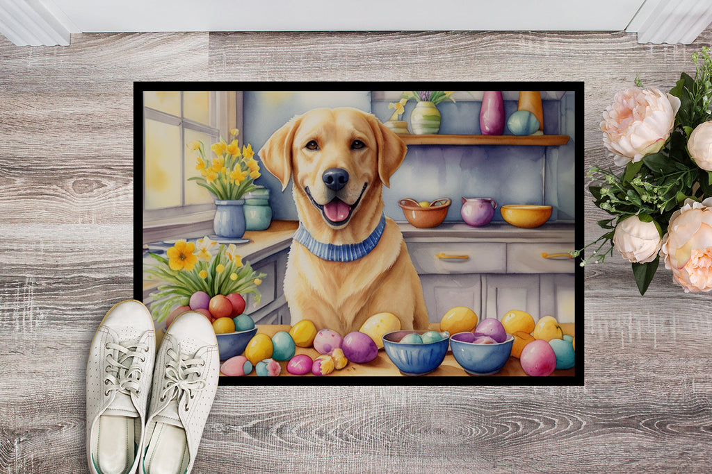 Decorating Easter Yellow Labrador Retriever Doormat Indoor Outdoor 18H X 27W Front Door Mat Rugs for Entryway, Non Slip Washable
