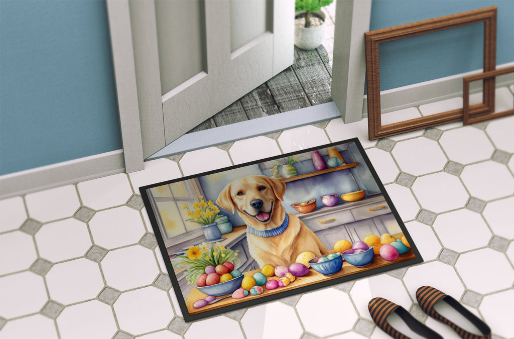 Decorating Easter Yellow Labrador Retriever Doormat Indoor Outdoor 18H X 27W Front Door Mat Rugs for Entryway, Non Slip Washable