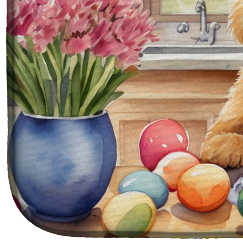 Decorating Easter Lakeland Terrier Dish Drying Mat Absorbent Dish Drying Mat Pad for Kitchen Counter Dish Drainer Mat for Countertop, 14 x 21", Multicolor