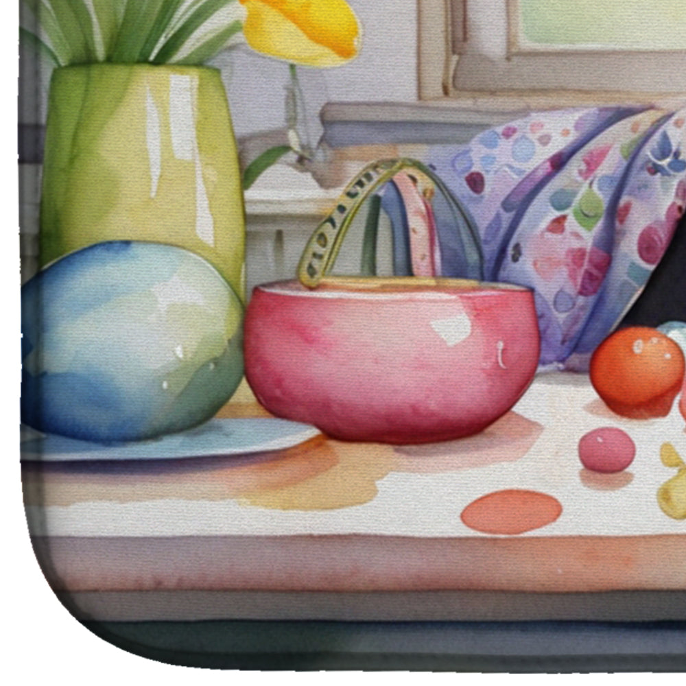 Decorating Easter Miniature Pinscher Dish Drying Mat Absorbent Dish Drying Mat Pad for Kitchen Counter Dish Drainer Mat for Countertop, 14 x 21", Multicolor