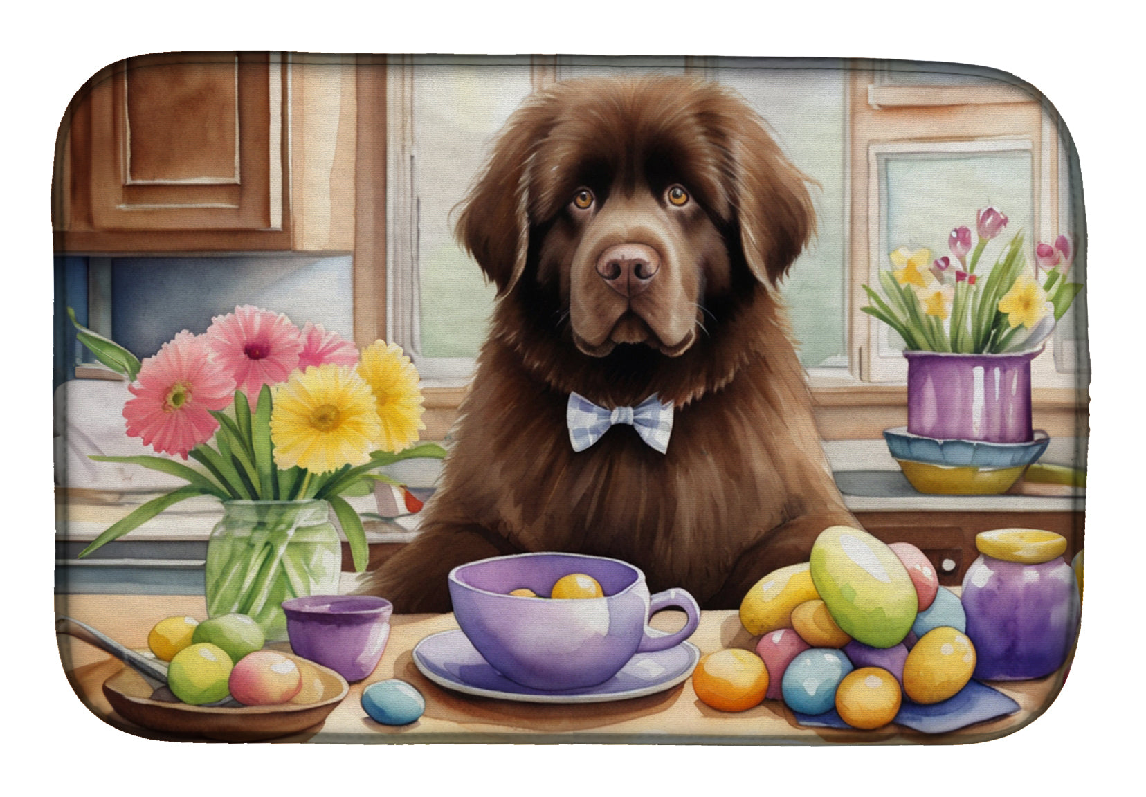 Decorating Easter Newfoundland Dish Drying Mat Absorbent Dish Drying Mat Pad for Kitchen Counter Dish Drainer Mat for Countertop, 14 x 21", Multicolor