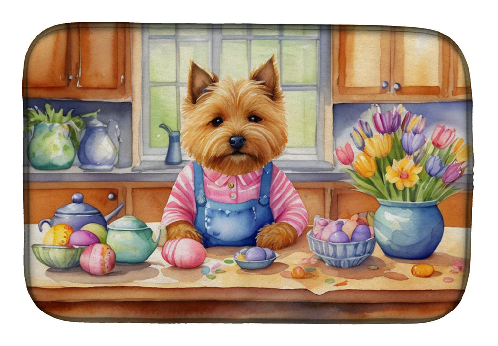 Decorating Easter Norwich Terrier Dish Drying Mat Absorbent Dish Drying Mat Pad for Kitchen Counter Dish Drainer Mat for Countertop, 14 x 21", Multicolor
