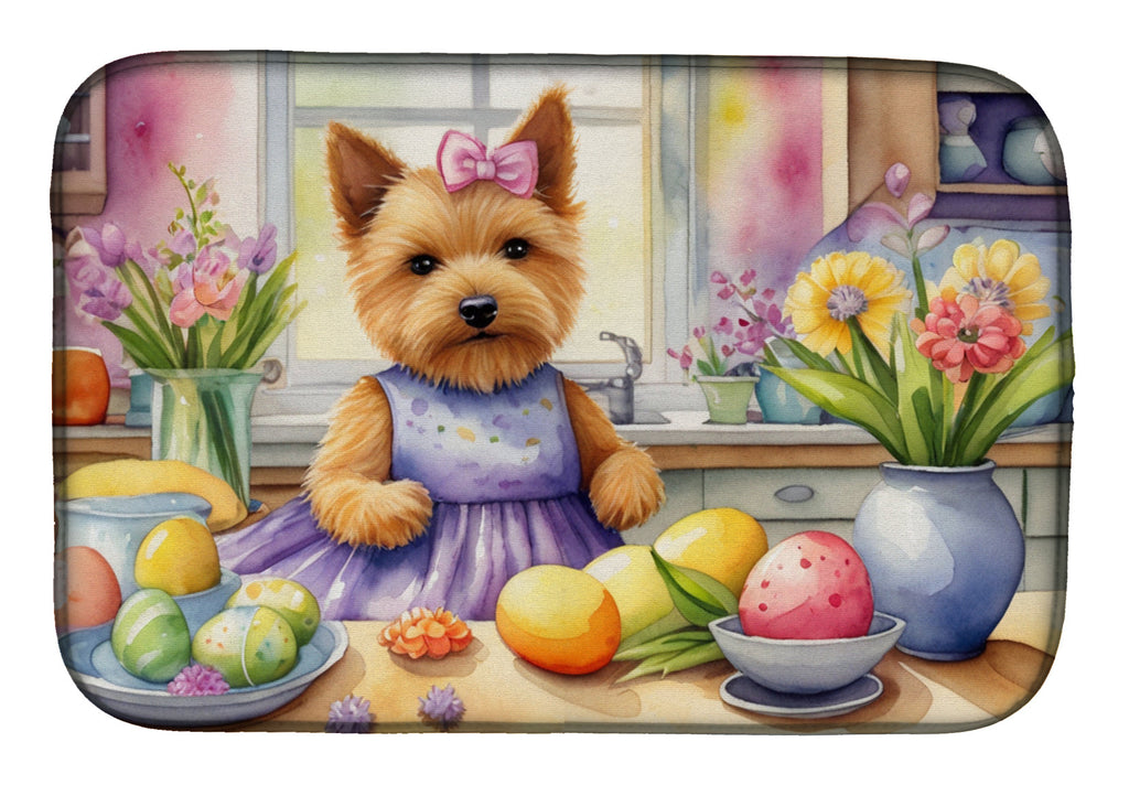 Decorating Easter Norwich Terrier Dish Drying Mat Absorbent Dish Drying Mat Pad for Kitchen Counter Dish Drainer Mat for Countertop, 14 x 21", Multicolor