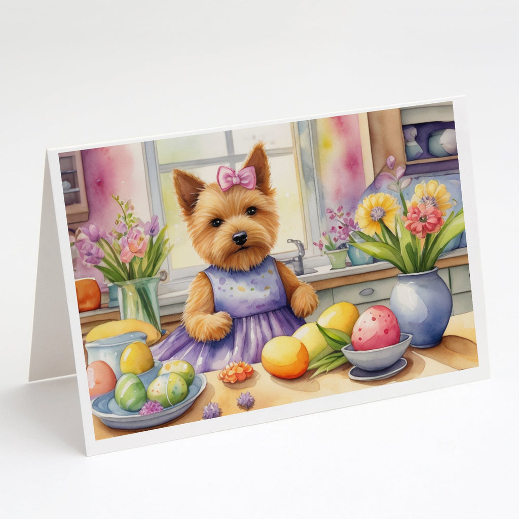 Decorating Easter Norwich Terrier Greeting Cards Pack of 8 Blank Cards with Envelopes Whimsical A7 Size 5x7
