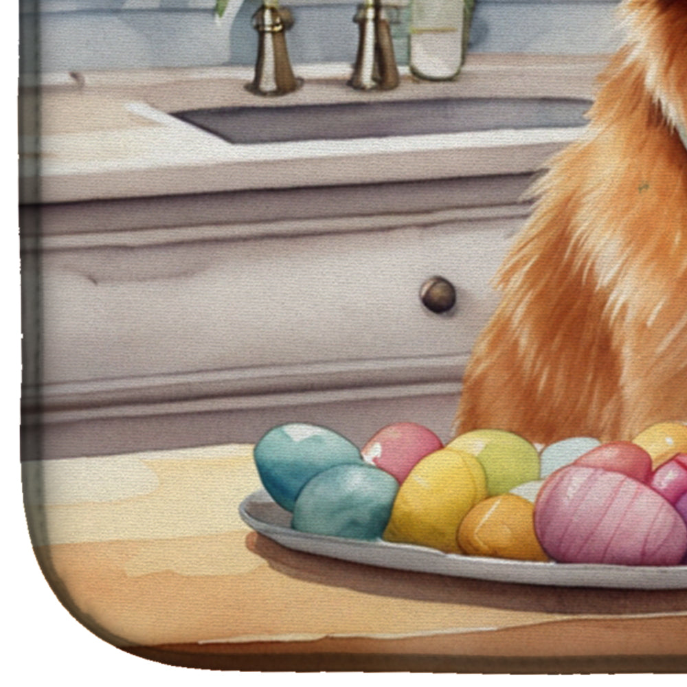 Decorating Easter Nova Scotia Duck Tolling Retriever Dish Drying Mat Absorbent Dish Drying Mat Pad for Kitchen Counter Dish Drainer Mat for Countertop, 14 x 21", Multicolor