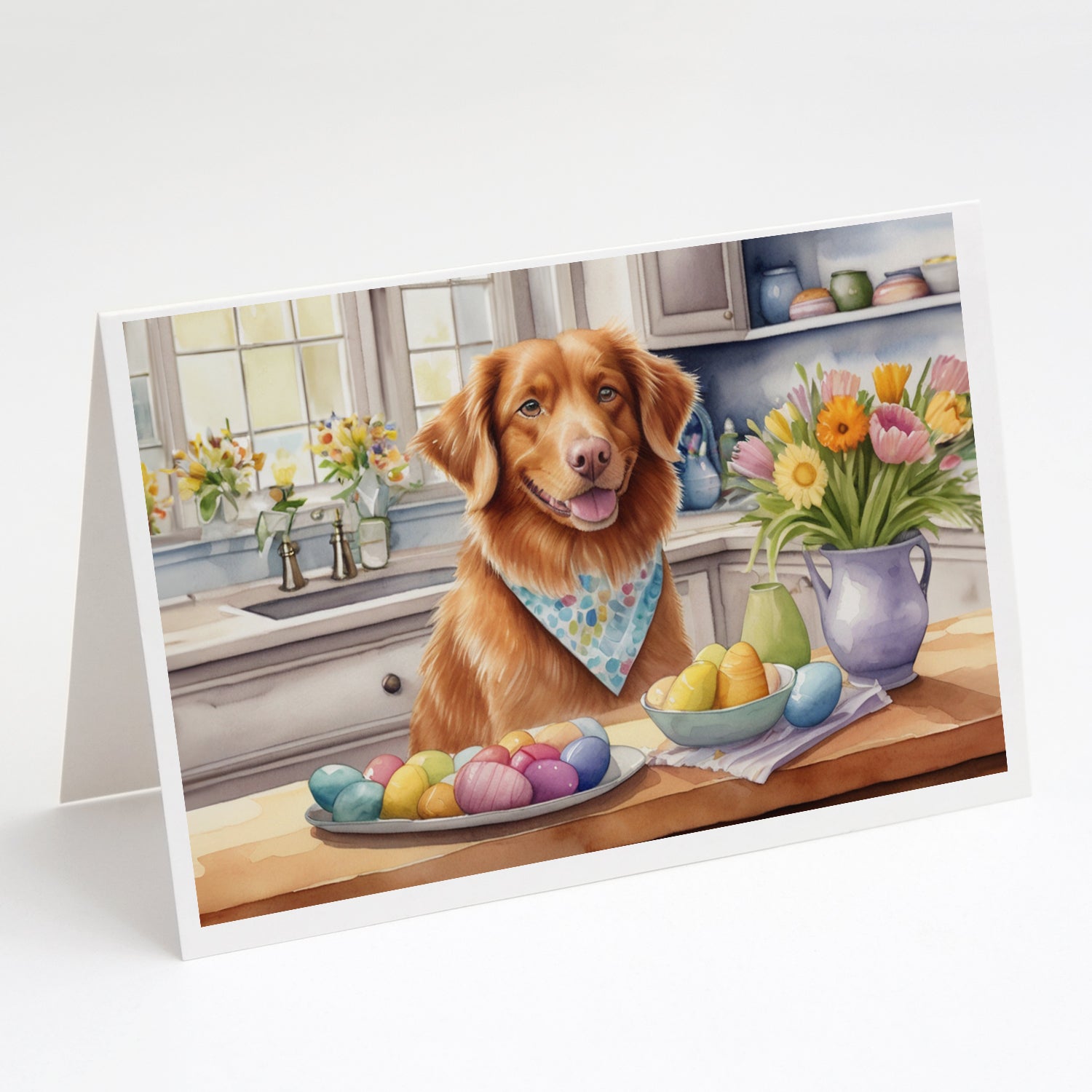 Decorating Easter Nova Scotia Duck Tolling Retriever Greeting Cards Pack of 8 Blank Cards with Envelopes Whimsical A7 Size 5x7