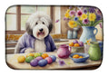 Decorating Easter Old English Sheepdog Dish Drying Mat Absorbent Dish Drying Mat Pad for Kitchen Counter Dish Drainer Mat for Countertop, 14 x 21", Multicolor