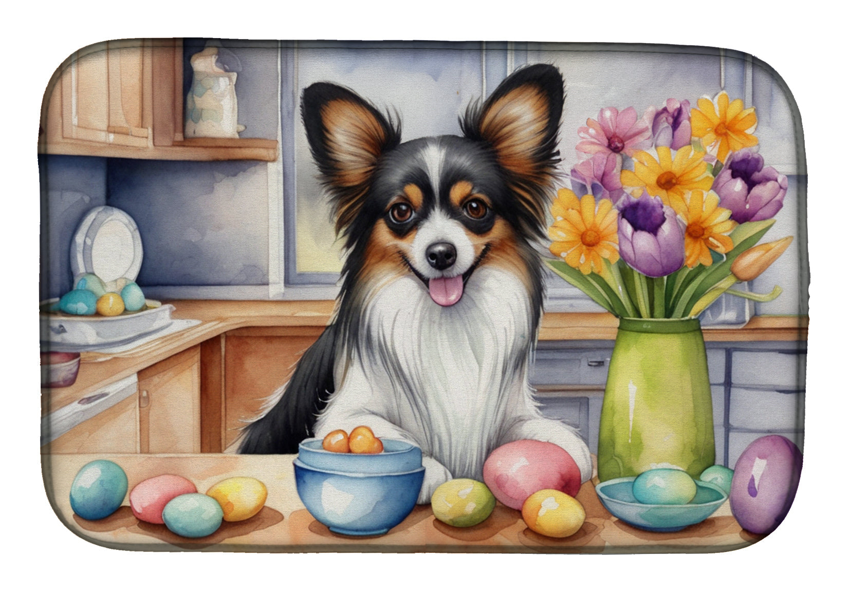 Decorating Easter Papillon Dish Drying Mat Absorbent Dish Drying Mat Pad for Kitchen Counter Dish Drainer Mat for Countertop, 14 x 21", Multicolor