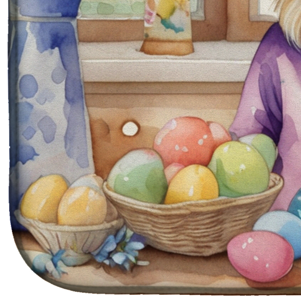 Decorating Easter Pekingese Dish Drying Mat Absorbent Dish Drying Mat Pad for Kitchen Counter Dish Drainer Mat for Countertop, 14 x 21", Multicolor