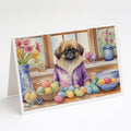 Decorating Easter Pekingese Greeting Cards Pack of 8 Blank Cards with Envelopes Whimsical A7 Size 5x7