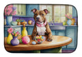 Decorating Easter Pit Bull Terrier Dish Drying Mat Absorbent Dish Drying Mat Pad for Kitchen Counter Dish Drainer Mat for Countertop, 14 x 21", Multicolor