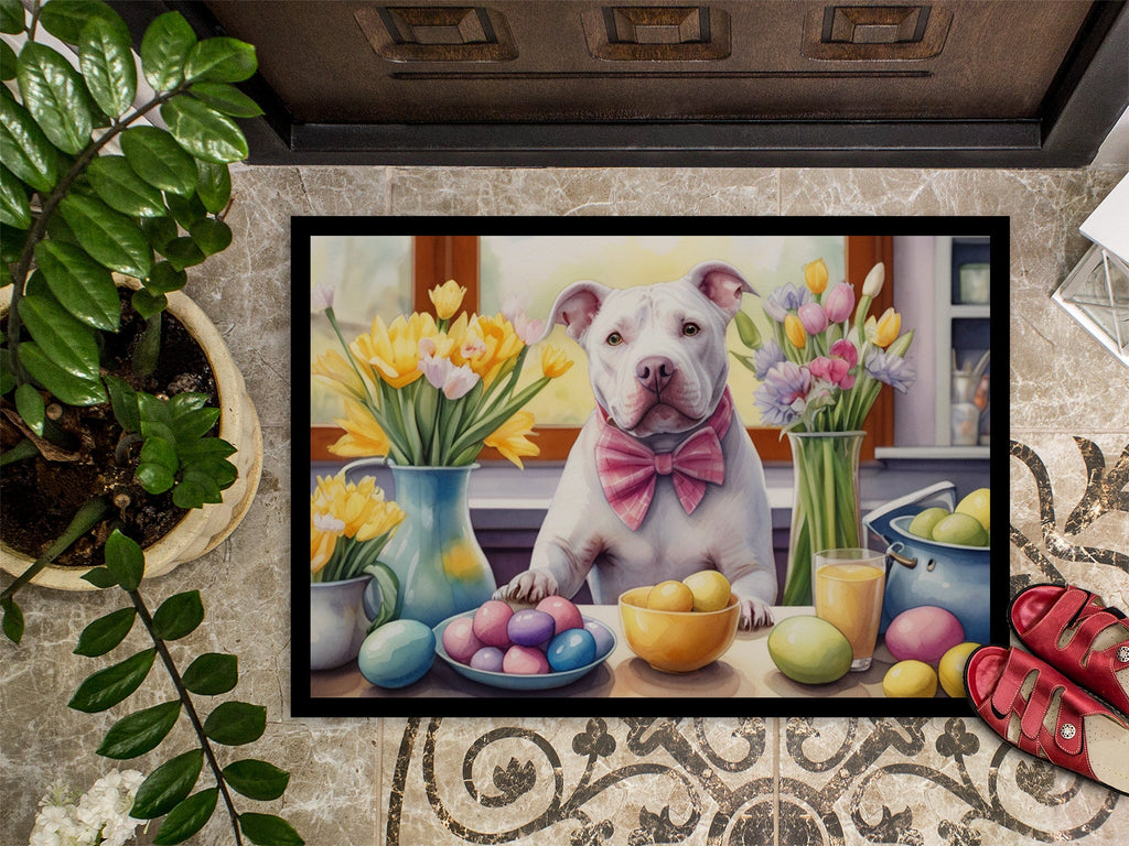 Decorating Easter Pit Bull Terrier Doormat Indoor Outdoor 24H X 36W Front Door Mat Rugs for Entryway, Non Slip Washable Low Pile,