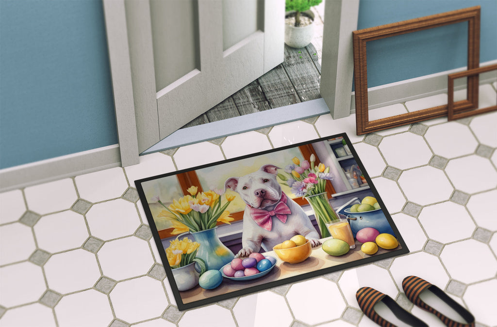 Decorating Easter Pit Bull Terrier Doormat Indoor Outdoor 18H X 27W Front Door Mat Rugs for Entryway, Non Slip Washable