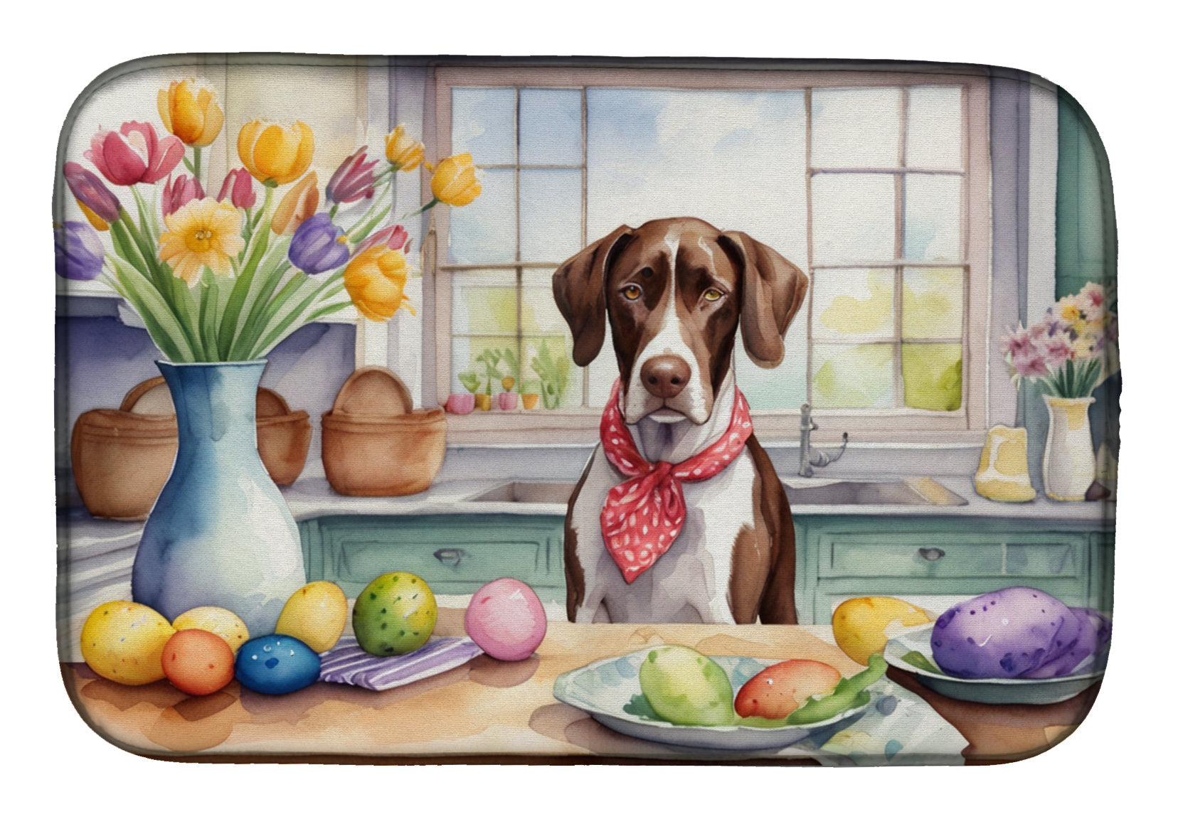 Decorating Easter Pointer Dish Drying Mat Absorbent Dish Drying Mat Pad for Kitchen Counter Dish Drainer Mat for Countertop, 14 x 21", Multicolor