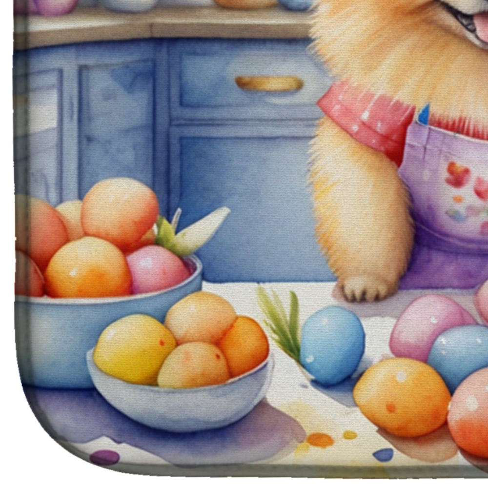 Decorating Easter Pomeranian Dish Drying Mat Absorbent Dish Drying Mat Pad for Kitchen Counter Dish Drainer Mat for Countertop, 14 x 21", Multicolor