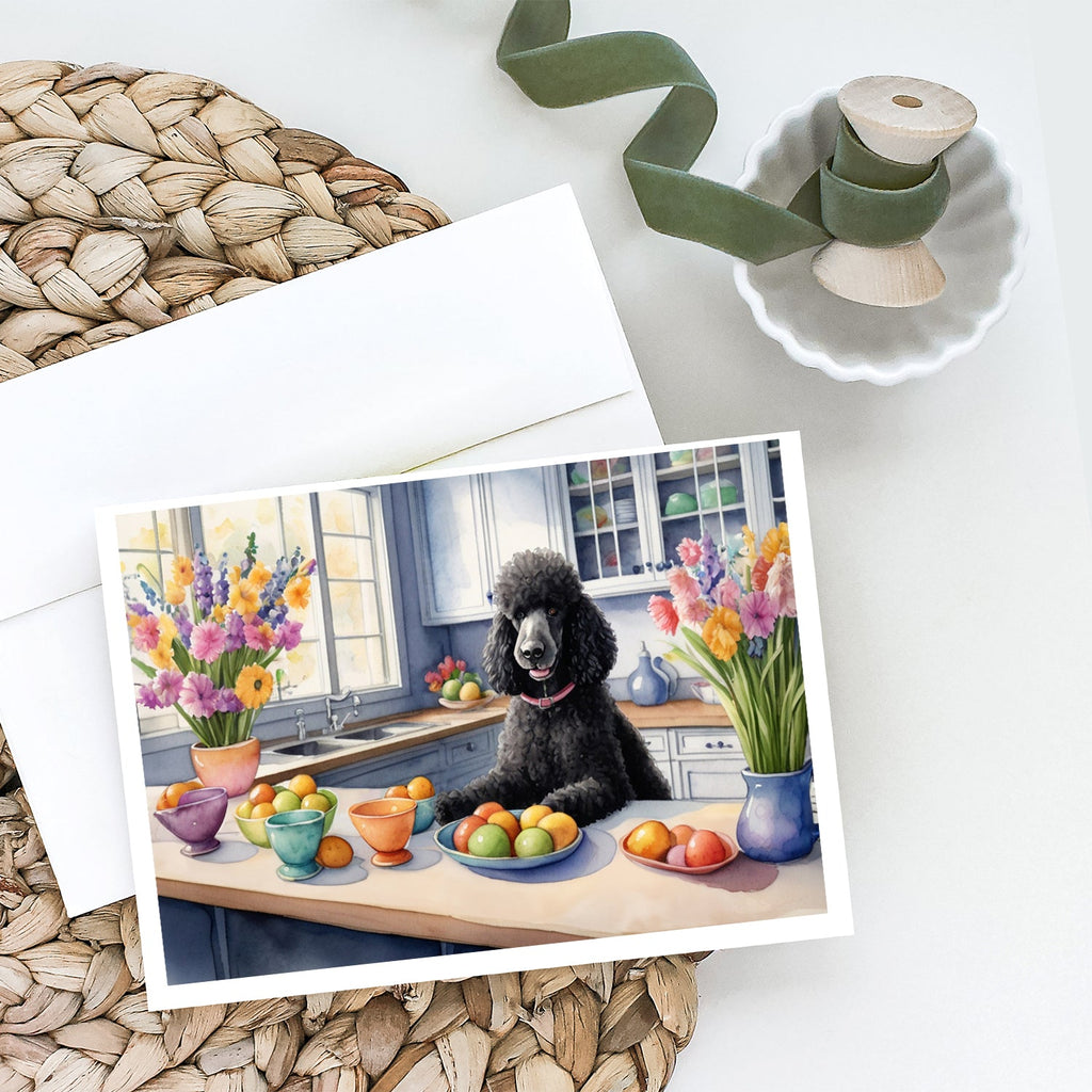 Decorating Easter Black Poodle Greeting Cards Pack of 8 Blank Cards with Envelopes Whimsical A7 Size 5x7