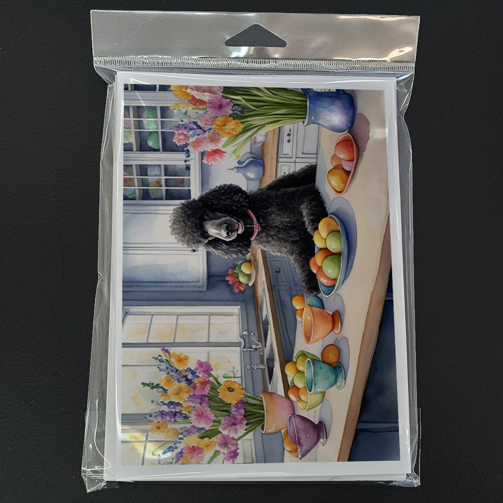 Decorating Easter Black Poodle Greeting Cards Pack of 8 Blank Cards with Envelopes Whimsical A7 Size 5x7