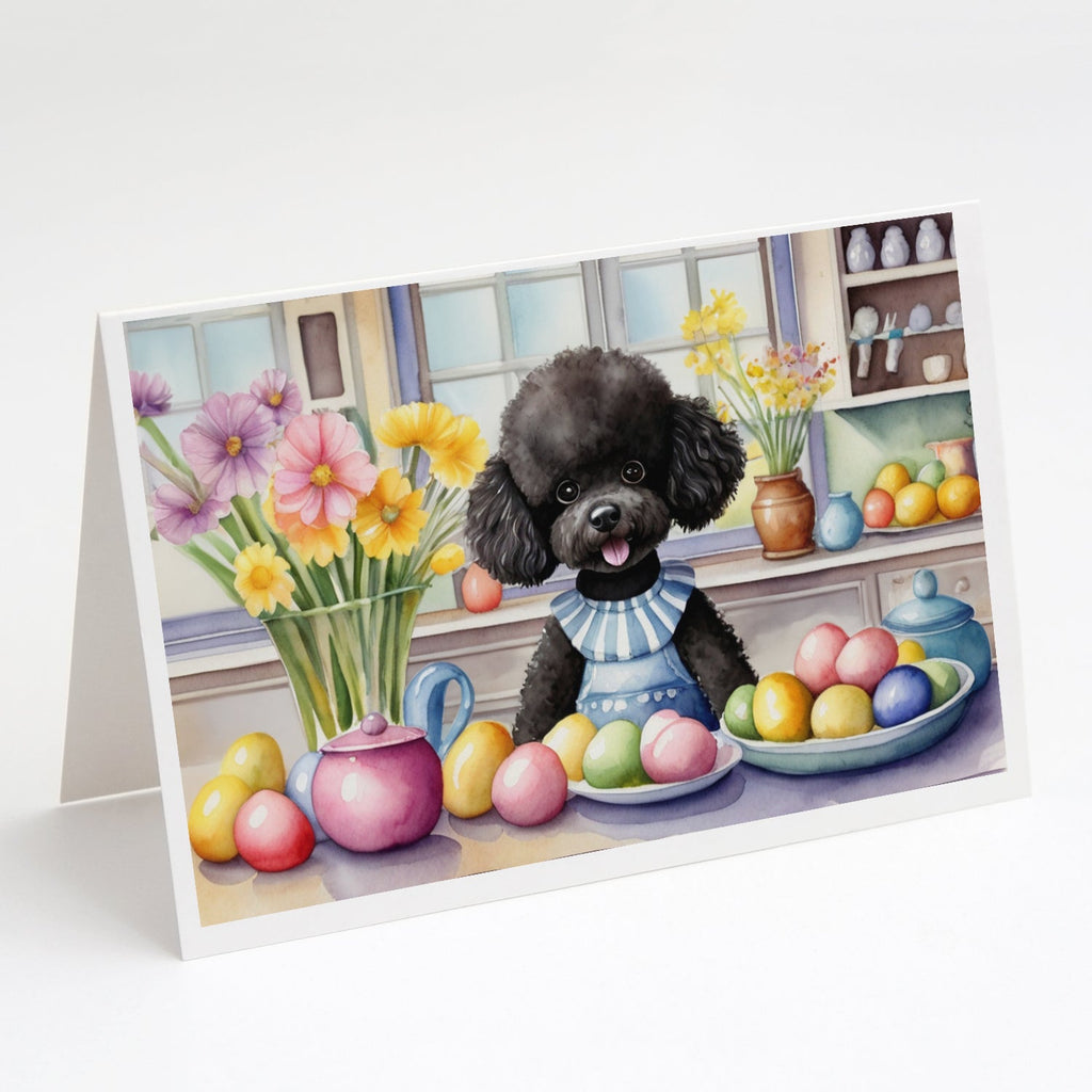Decorating Easter Black Poodle Greeting Cards Pack of 8 Blank Cards with Envelopes Whimsical A7 Size 5x7