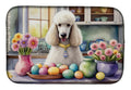 Decorating Easter White Poodle Dish Drying Mat Absorbent Dish Drying Mat Pad for Kitchen Counter Dish Drainer Mat for Countertop, 14 x 21", Multicolor