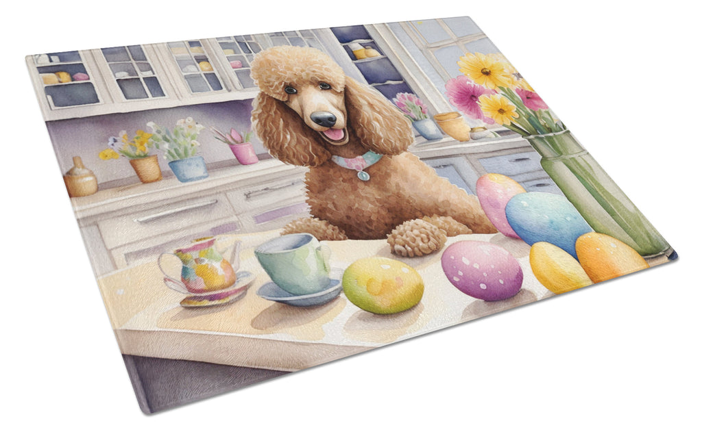 Decorating Easter Poodle Cutting Board Tempered Glass Kitchen Cutting Surface, Heat Resistant Chopping, Non-Slip Feet, Food Prep & Serving