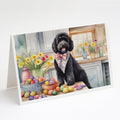 Decorating Easter Portuguese Water Dog Greeting Cards Pack of 8 Blank Cards with Envelopes Whimsical A7 Size 5x7