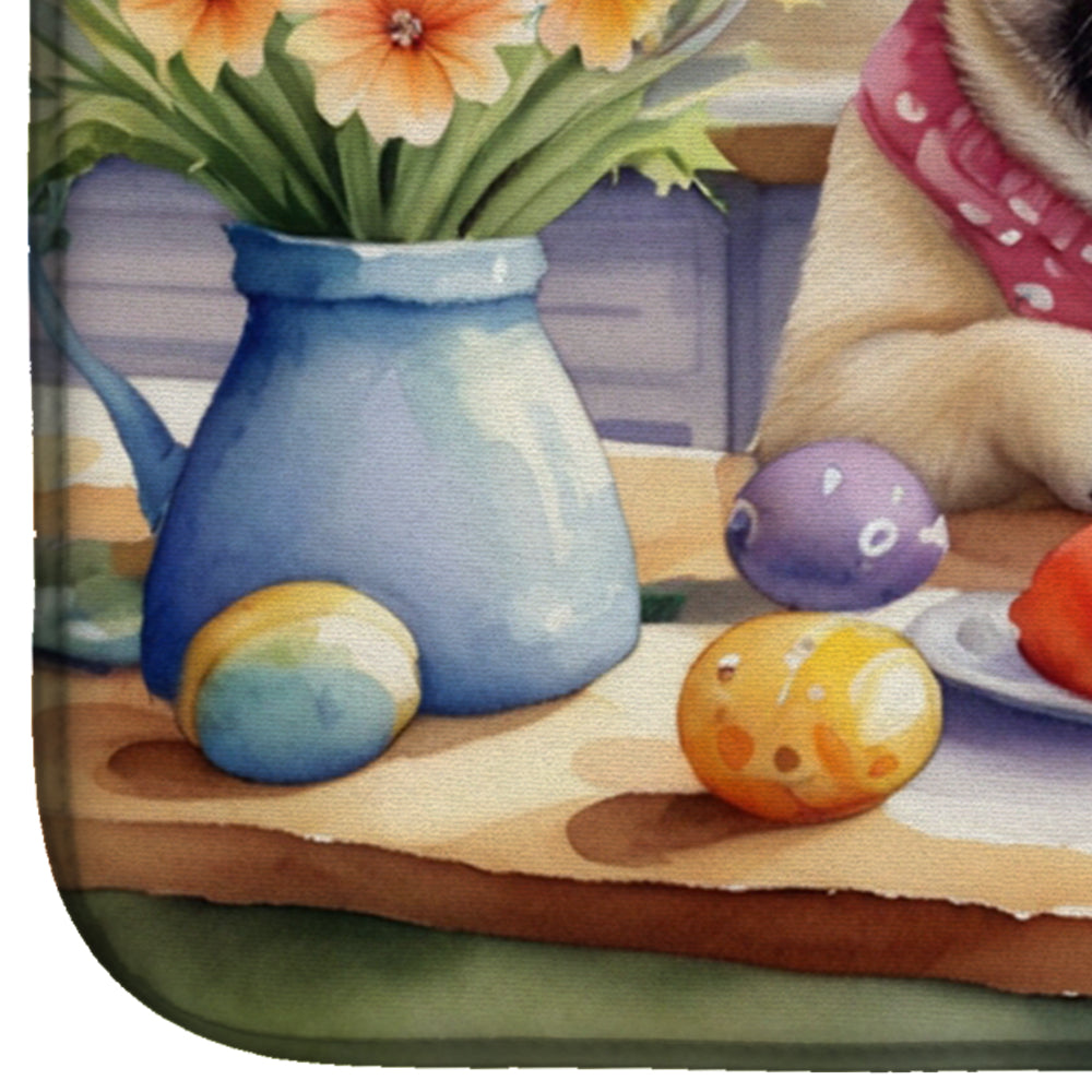 Decorating Easter Pug Dish Drying Mat Absorbent Dish Drying Mat Pad for Kitchen Counter Dish Drainer Mat for Countertop, 14 x 21", Multicolor
