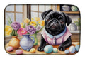 Decorating Easter Pug Dish Drying Mat Absorbent Dish Drying Mat Pad for Kitchen Counter Dish Drainer Mat for Countertop, 14 x 21", Multicolor