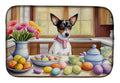Decorating Easter Rat Terrier Dish Drying Mat Absorbent Dish Drying Mat Pad for Kitchen Counter Dish Drainer Mat for Countertop, 14 x 21", Multicolor