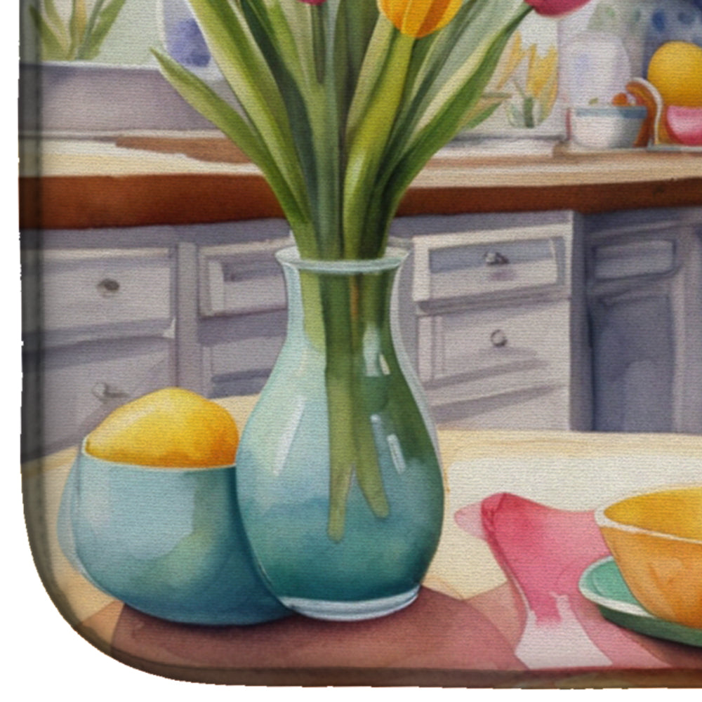 Decorating Easter Redbone Coonhound Dish Drying Mat Absorbent Dish Drying Mat Pad for Kitchen Counter Dish Drainer Mat for Countertop, 14 x 21", Multicolor