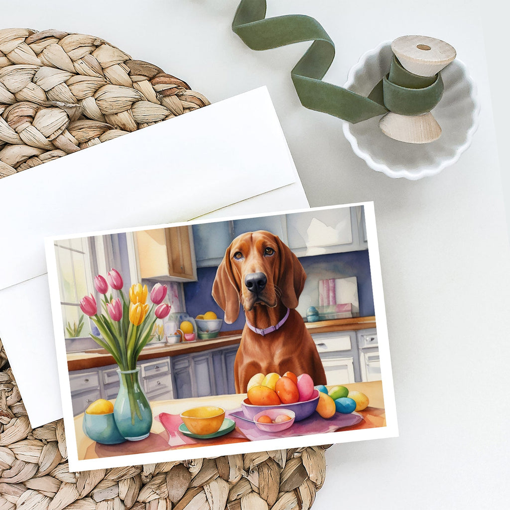 Decorating Easter Redbone Coonhound Greeting Cards Pack of 8 Blank Cards with Envelopes Whimsical A7 Size 5x7
