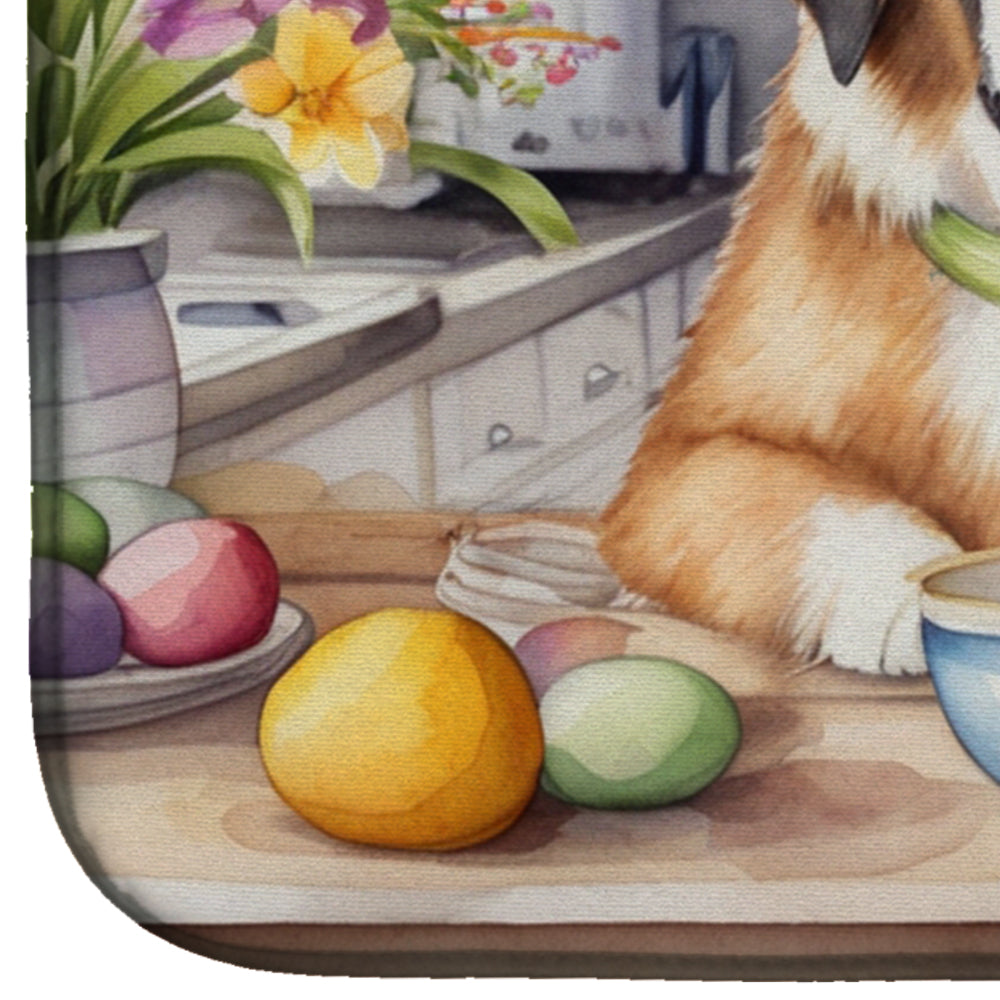 Decorating Easter Saint Bernard Dish Drying Mat Absorbent Dish Drying Mat Pad for Kitchen Counter Dish Drainer Mat for Countertop, 14 x 21", Multicolor