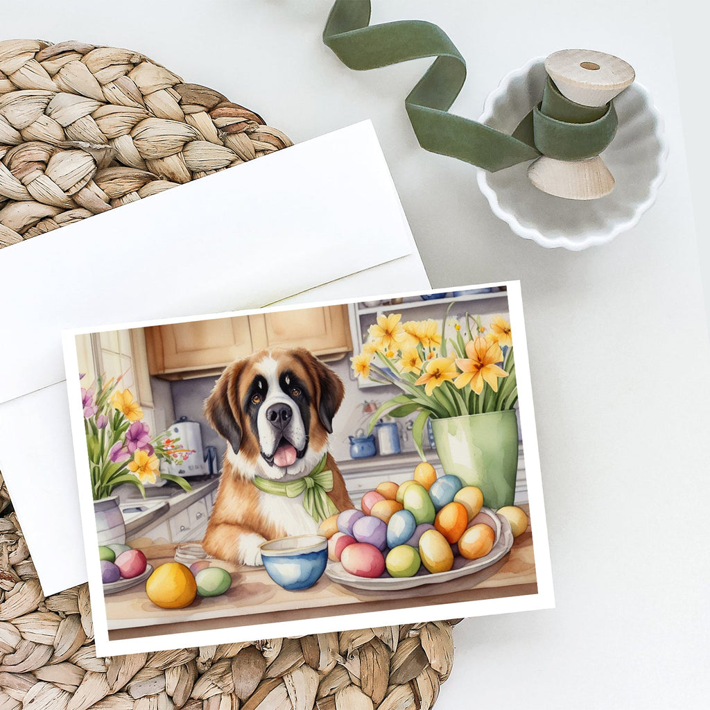 Decorating Easter Saint Bernard Greeting Cards Pack of 8 Blank Cards with Envelopes Whimsical A7 Size 5x7