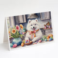 Decorating Easter Samoyed Greeting Cards Pack of 8 Blank Cards with Envelopes Whimsical A7 Size 5x7