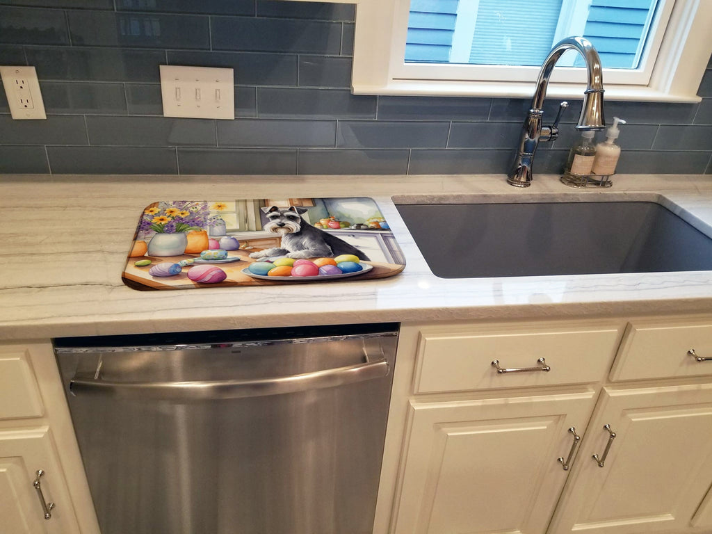 Decorating Easter Schnauzer Dish Drying Mat Absorbent Dish Drying Mat Pad for Kitchen Counter Dish Drainer Mat for Countertop, 14 x 21", Multicolor