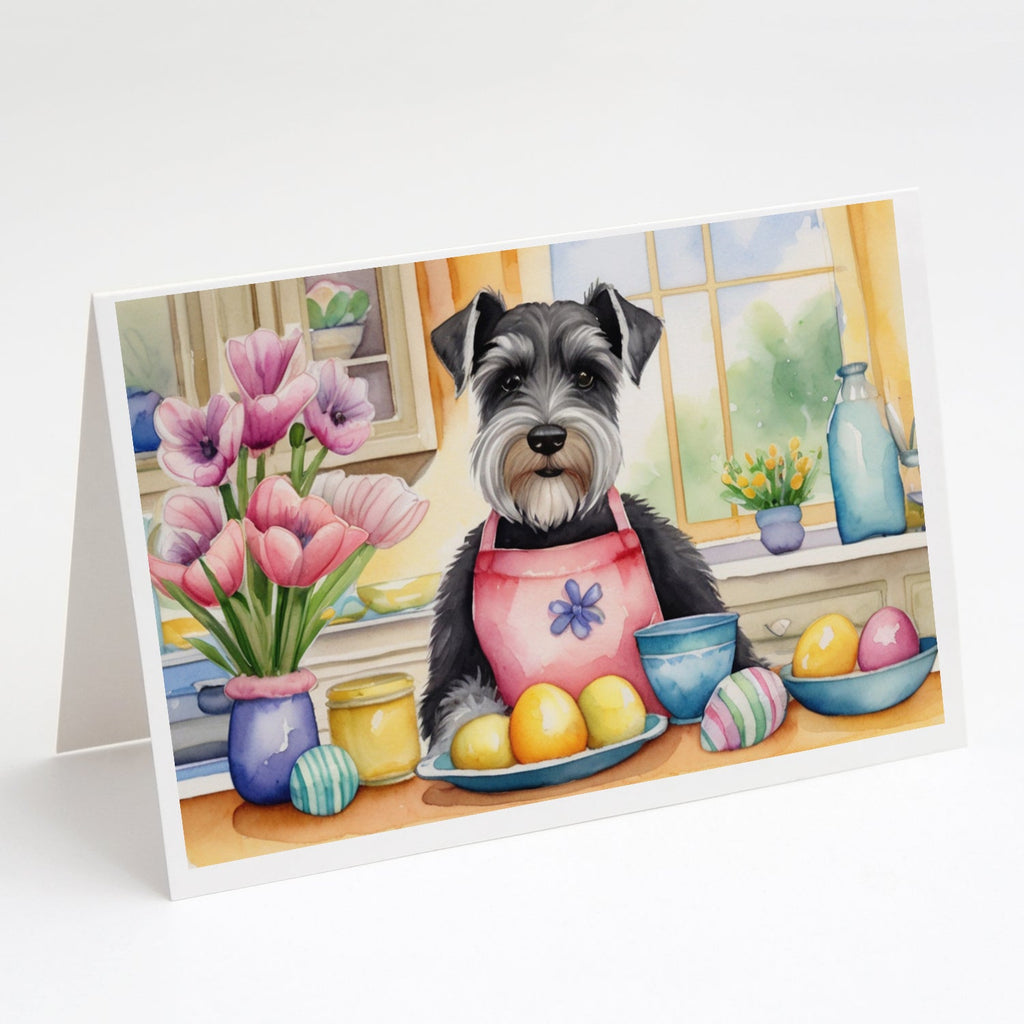 Decorating Easter Schnauzer Greeting Cards Pack of 8 Blank Cards with Envelopes Whimsical A7 Size 5x7