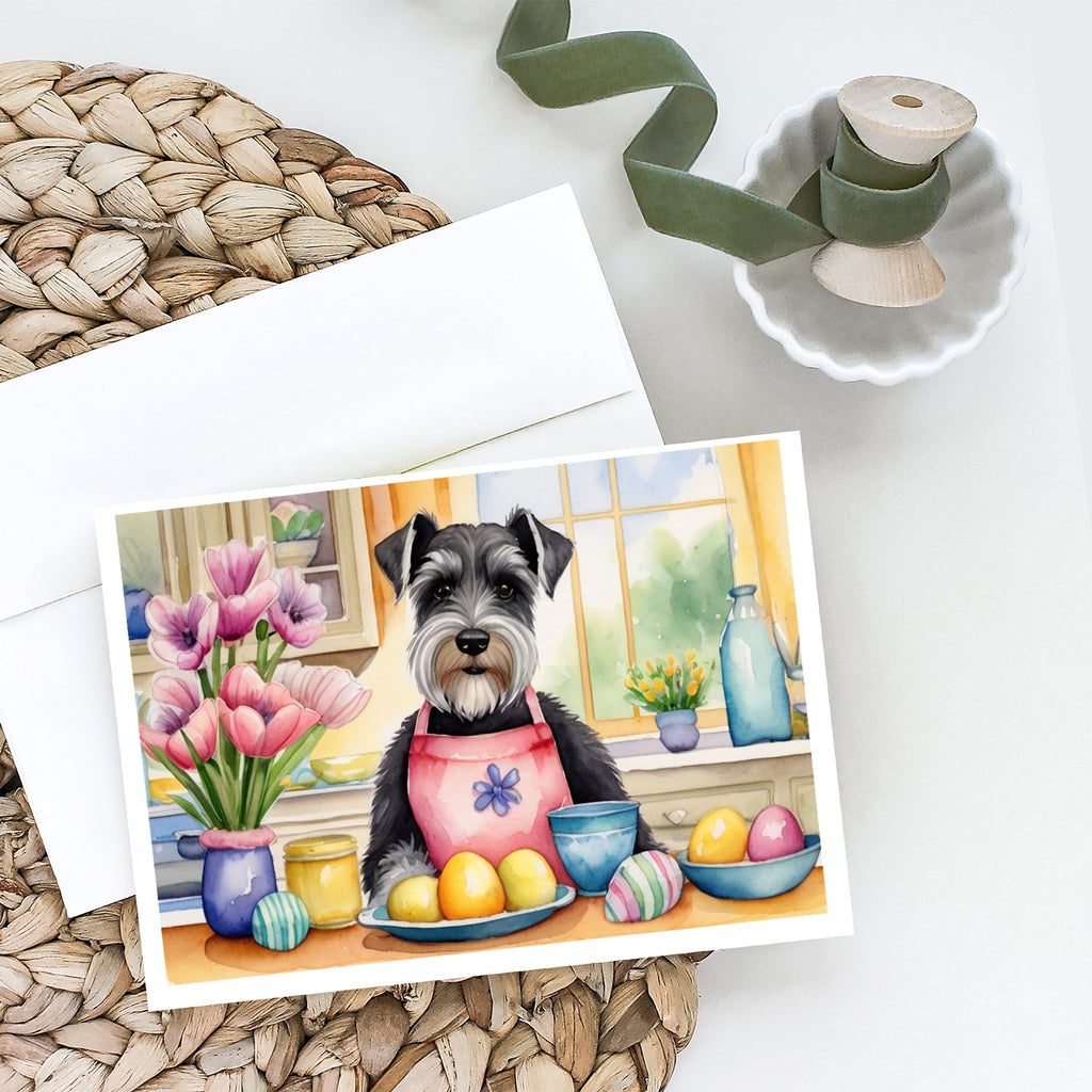 Decorating Easter Schnauzer Greeting Cards Pack of 8 Blank Cards with Envelopes Whimsical A7 Size 5x7