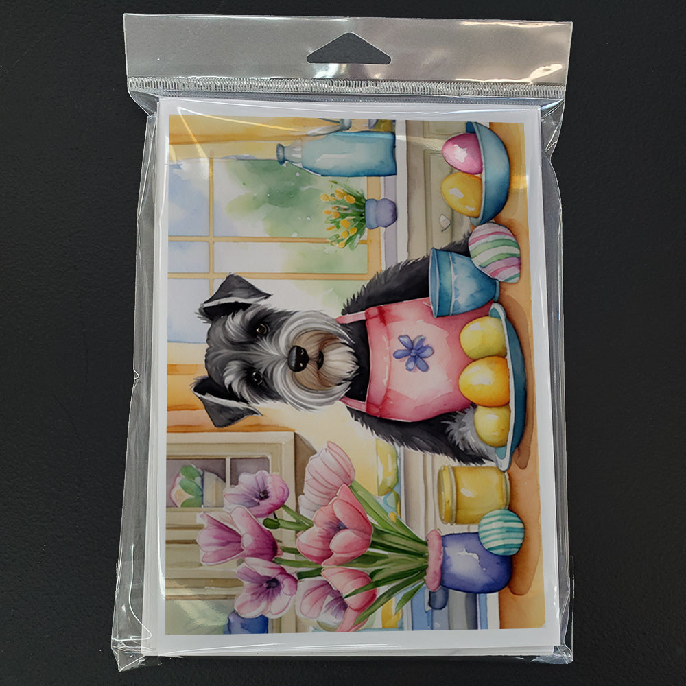 Decorating Easter Schnauzer Greeting Cards Pack of 8 Blank Cards with Envelopes Whimsical A7 Size 5x7