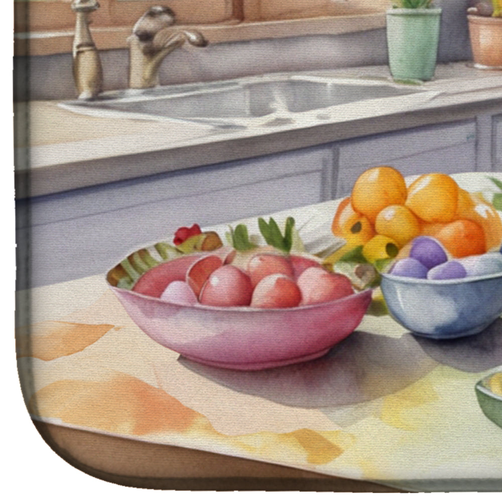 Decorating Easter Scottish Deerhound Dish Drying Mat Absorbent Dish Drying Mat Pad for Kitchen Counter Dish Drainer Mat for Countertop, 14 x 21", Multicolor