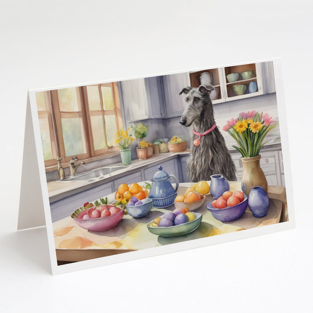 Decorating Easter Scottish Deerhound Greeting Cards Pack of 8 Blank Cards with Envelopes Whimsical A7 Size 5x7