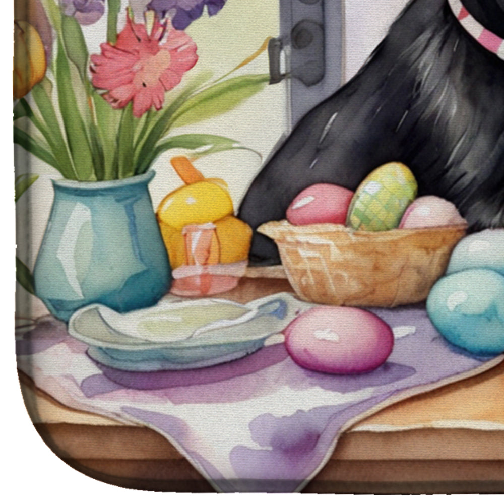 Decorating Easter Scottish Terrier Dish Drying Mat Absorbent Dish Drying Mat Pad for Kitchen Counter Dish Drainer Mat for Countertop, 14 x 21", Multicolor