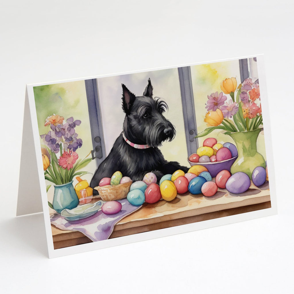 Decorating Easter Scottish Terrier Greeting Cards Pack of 8 Blank Cards with Envelopes Whimsical A7 Size 5x7