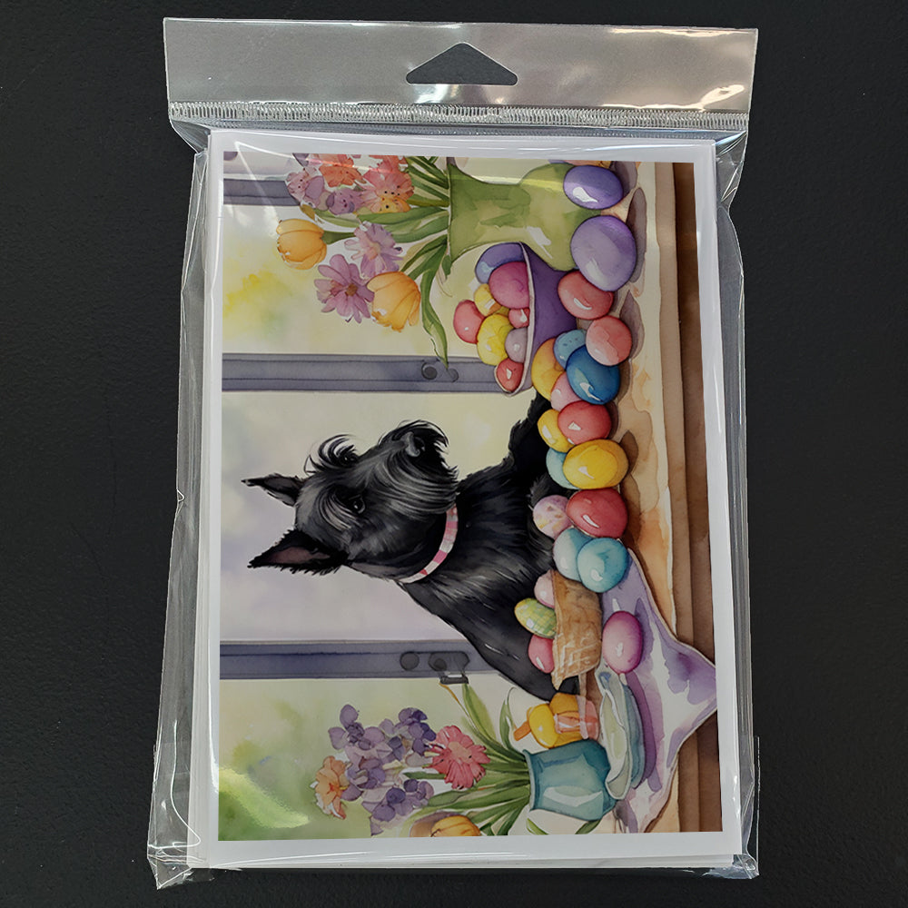 Decorating Easter Scottish Terrier Greeting Cards Pack of 8 Blank Cards with Envelopes Whimsical A7 Size 5x7