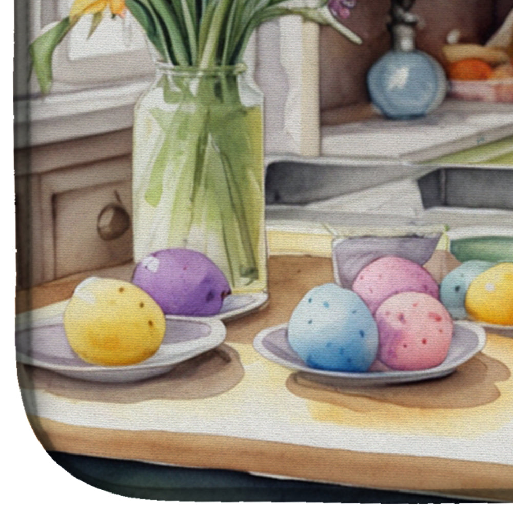 Decorating Easter Sealyham Terrier Dish Drying Mat Absorbent Dish Drying Mat Pad for Kitchen Counter Dish Drainer Mat for Countertop, 14 x 21", Multicolor