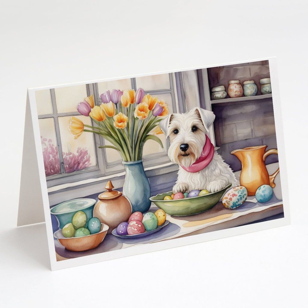Decorating Easter Sealyham Terrier Greeting Cards Pack of 8 Blank Cards with Envelopes Whimsical A7 Size 5x7